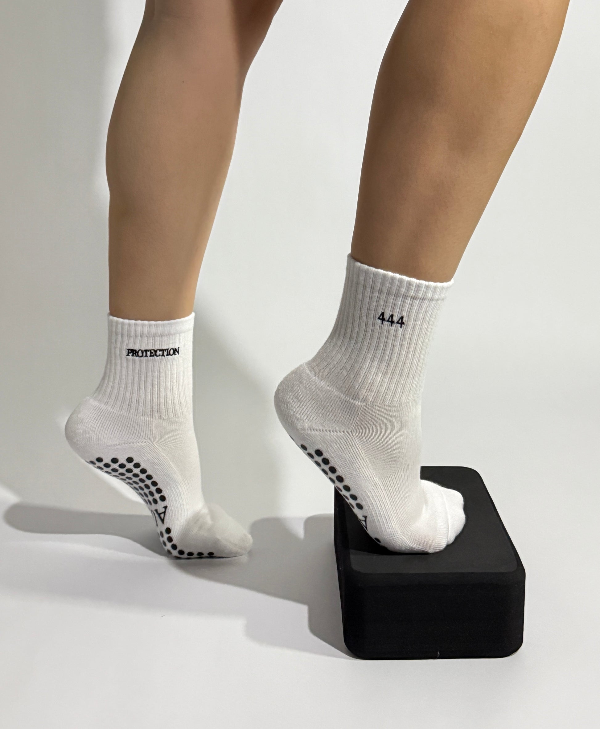 444 Pilates grip socks worn during an exercise in a Studio in Switzerland